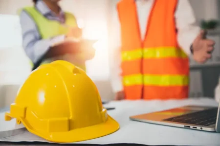 yellow-helmet-construction-worker-meeting-table